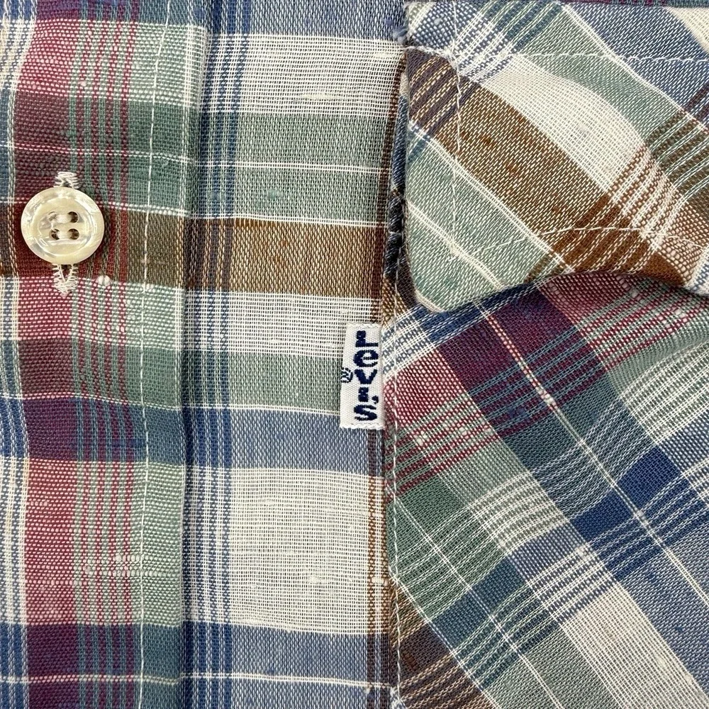 Vintage Levis Shirt‎ Mens XL Plaid 80s Button Up Long Sleeve Pockets Made In USA